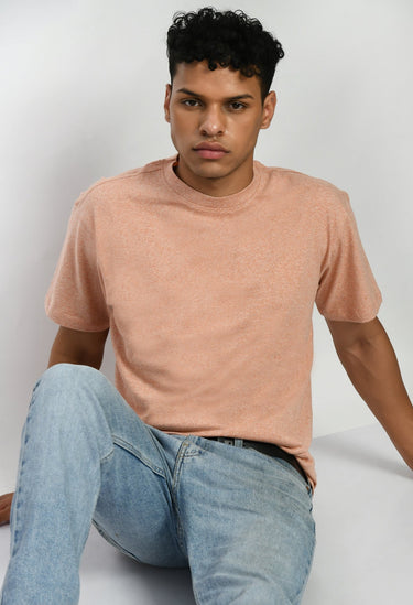 Dark Coral Color Oversized T-Shirt For Men's - RueCollections